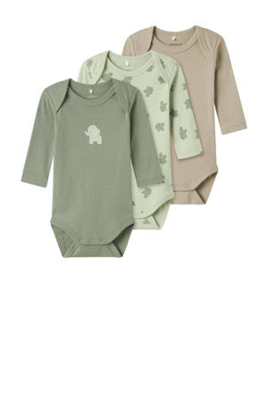 romper NBMBODY - groen/beige (set van 3)