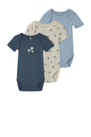 romper NBMBODY - blauw/ecru (set van 3)