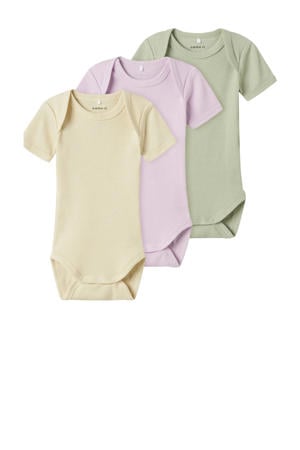 romper NBNBODY - roze/geel/groen (set van 3)