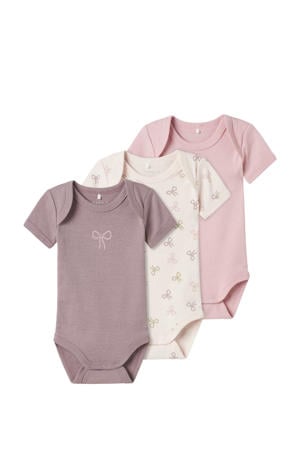 romper NBFBODY - mauve/roze/lichtroze (set van 3)