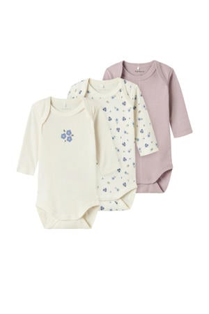 romper NBFBODY - mauve/ecru (set van 3)