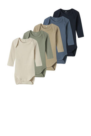 romper NBNBODY - set van 5 blauw/groen/beige