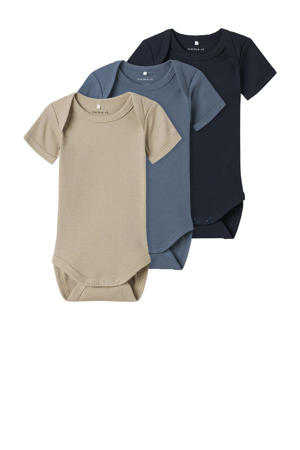 romper NBNBODY - set van 3 blauw/bruin