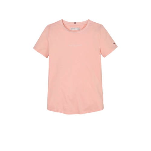 Tommy Hilfiger T-shirt zalm Roze Meisjes Katoen Ronde hals Effen