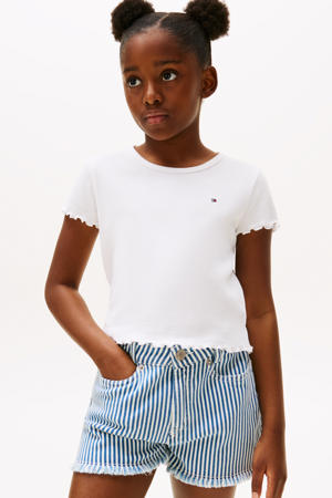 T-shirt wit rib gebreid
