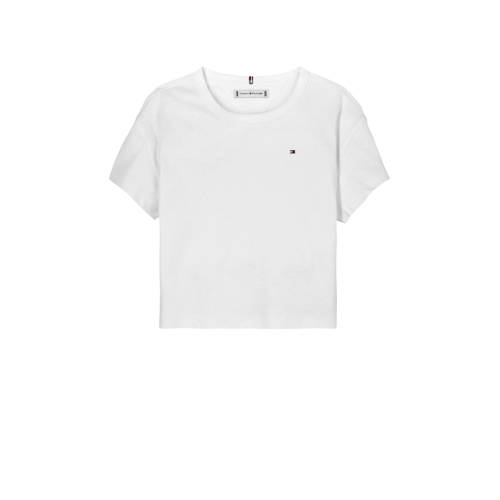 Tommy Hilfiger linnen T-shirt wit Effen