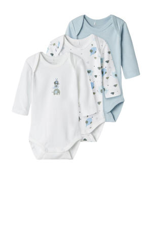romper NBMBODY - blauw/wit (set van 3)