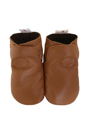 leren babyslofjes cognac