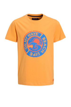 T-shirt Pauro met printopruk oranje