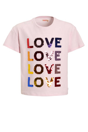 T-shirt met pailletten roze