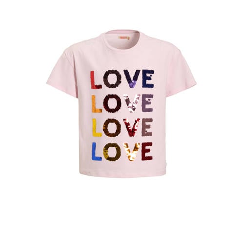 Orange Stars T-shirt met pailletten roze Meisjes Katoen Ronde hals Meerkleurig