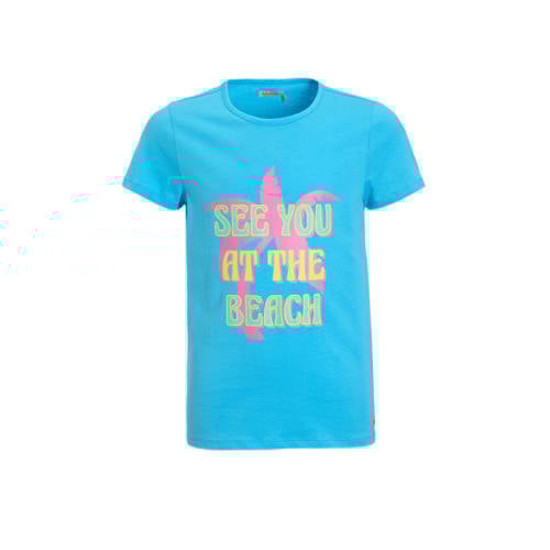 Orange Stars T-shirt met printopdruk blauw Meisjes Katoen Ronde hals Printopdruk