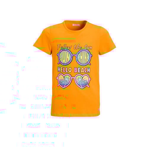 Orange Stars T-shirt met printopdruk blauw Oranje Meisjes Katoen Ronde hals