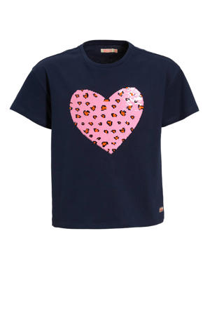 T-shirt met pailletten roze