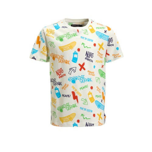 Orange Stars T-shirt met graffiti print wit Jongens Katoen Ronde hals All over print