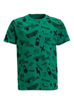 T-shirt met graffiti print donkergroen