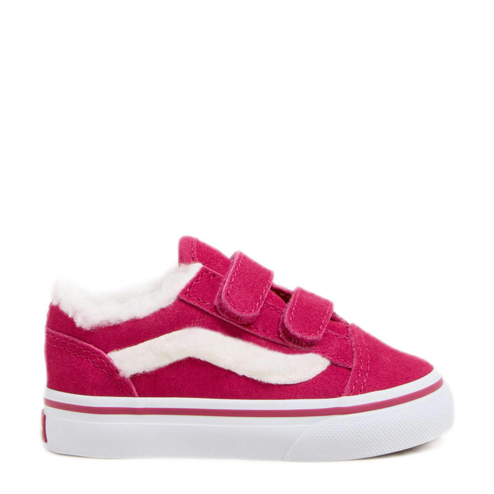 Roze en witte jongens en meisjes VANS Old Skool sneakers van canvas/voering: textiel/voetbed: eva met klittenband en dierenprint