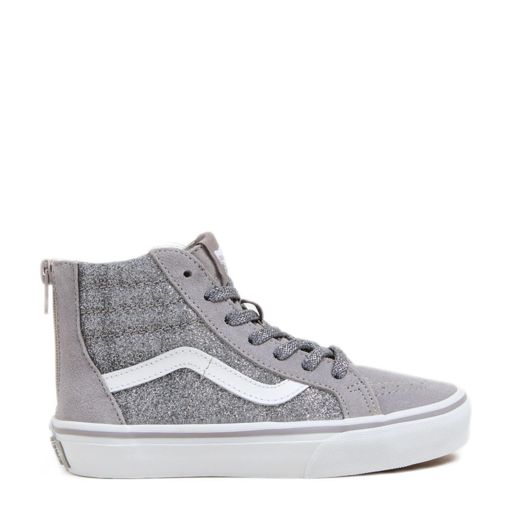 Grijs en witte jongens en meisjes VANS SK8-Hi Zip sneakers van suède-textiel/voering: textiel/voetbed: textiel met rits- en vetersluiting en effen