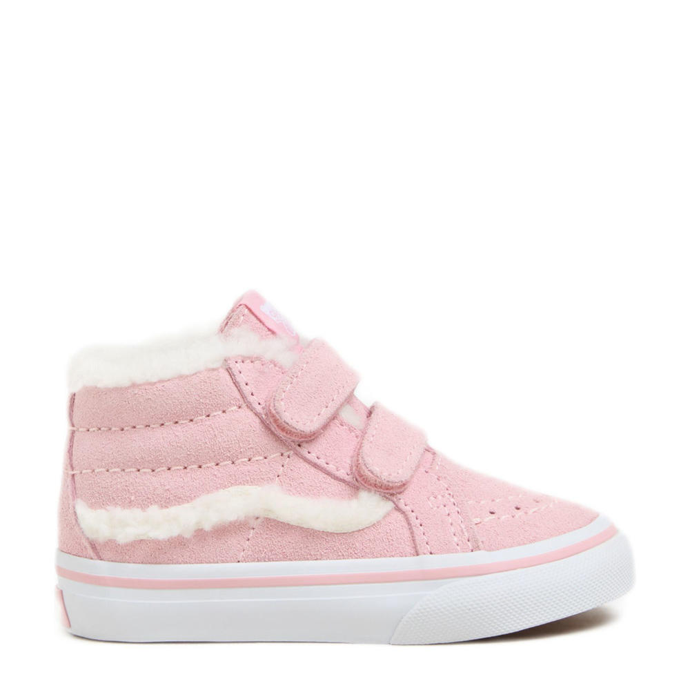 Lichtroze en witte jongens en meisjes VANS SK8-Mid Reissue Color Theory sneakers van suède/voering: textiel/voetbed: textiel met klittenband en logo