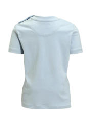 thumbnail: Blauwe jongens en meisjes Calvin Klein baby T-shirt van stretchkatoen met logo dessin, korte mouwen en ronde hals