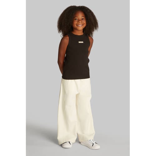 Calvin Klein singlet zwart rib gebreid Meisjes Stretchkatoen Ronde hals