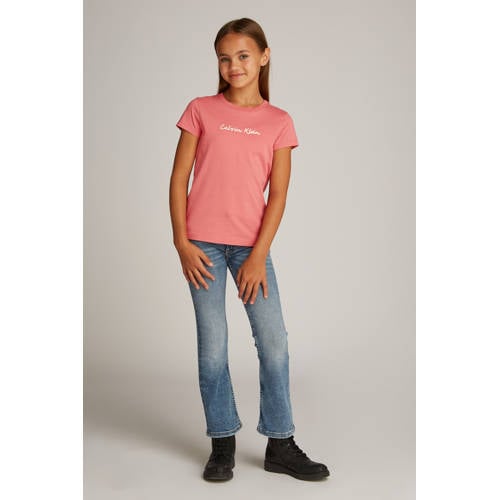 Calvin Klein T-shirt roze Meisjes Katoen Ronde hals Logo