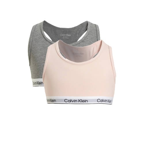 Calvin Klein Bh top zalmroze/grijs Meisjes Stretchkatoen Effen - maat 128/140 afbeelding