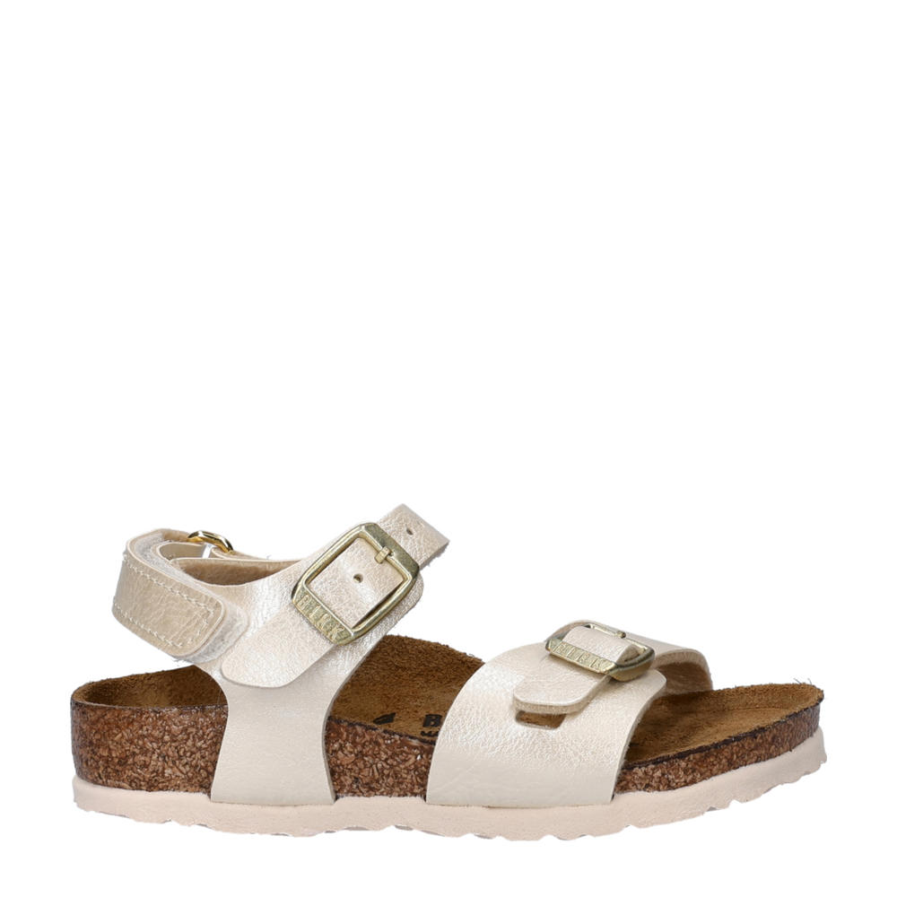 Witte meisjes Birkenstock Rio sandalen van imitatieleer met gesp en effen