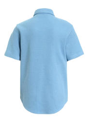 thumbnail: Blauwe jongens anytime shirt waffle van katoen met effen, korte mouwen, klassieke kraag en knoopsluiting