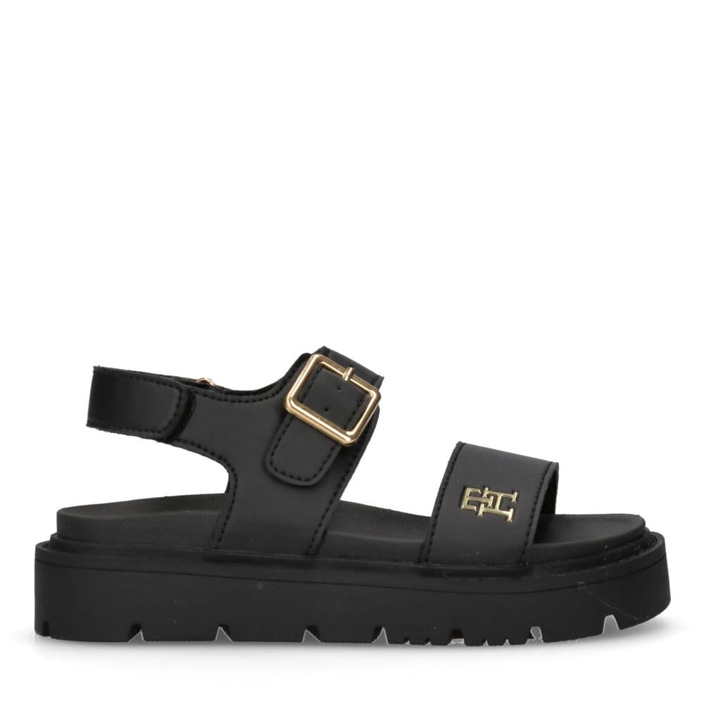Zwarte meisjes Tommy Hilfiger Claire sandalen van 55% polyester/45% pu met gesp