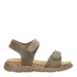   leren sandalen kaki