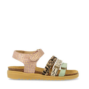   leren sandalen roze/bruin/groen