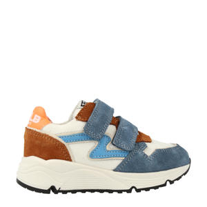   sneakers suède beige/blauw/cognac