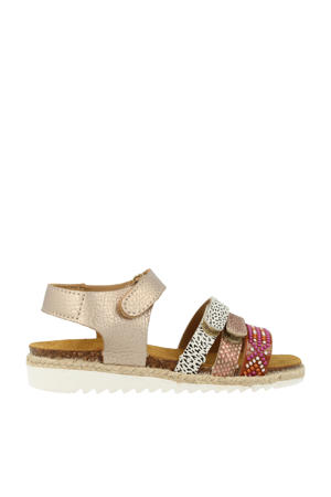   leren sandalen goud/roze