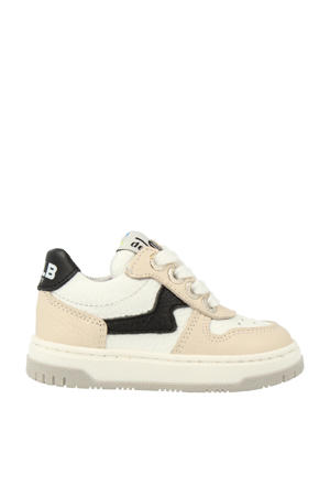   leren sneakers beige/zwart