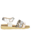 Develab leren sandalen zilver/beige