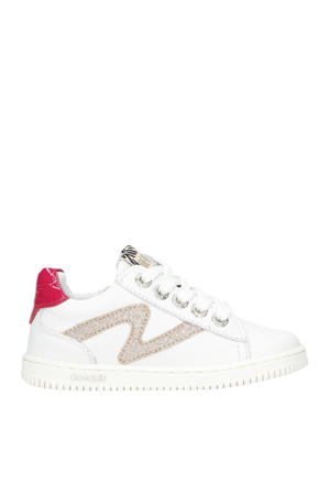   leren sneakers wit/roze