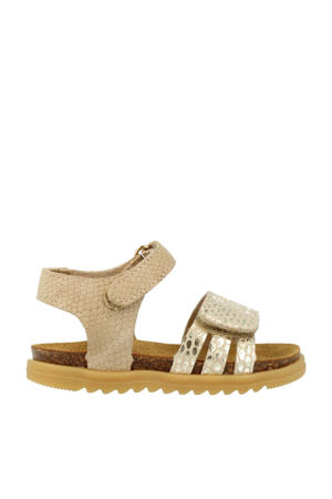   leren sandalen taupe