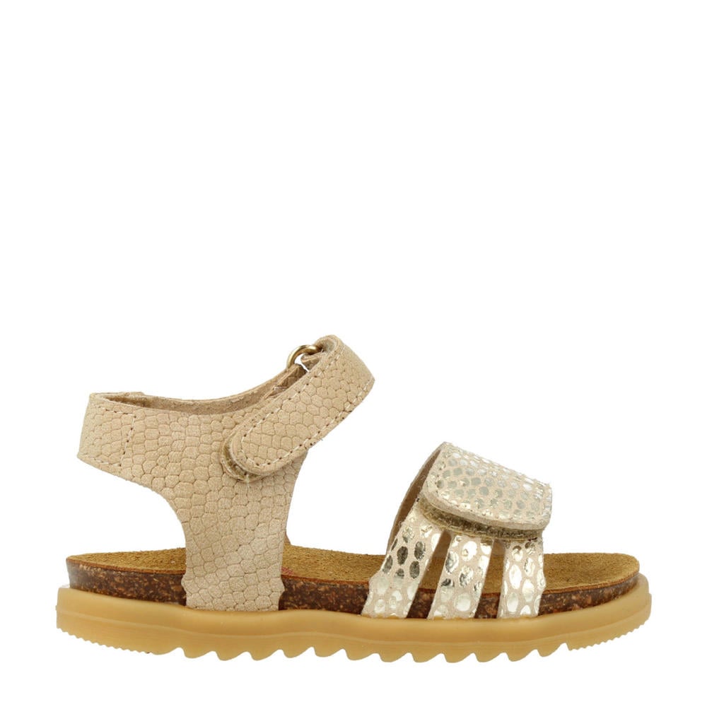 Taupe meisjes Develab leren sandalen met klittenband