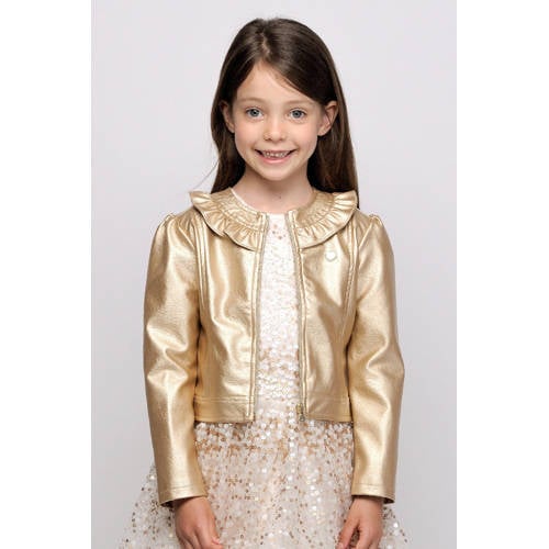 Le Chic zomerjas goud Meisjes Imitatieleer Ronde hals Effen