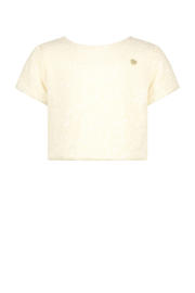 thumbnail: Witte meisjes Le Chic van polyester met effen, korte mouwen en boothals
