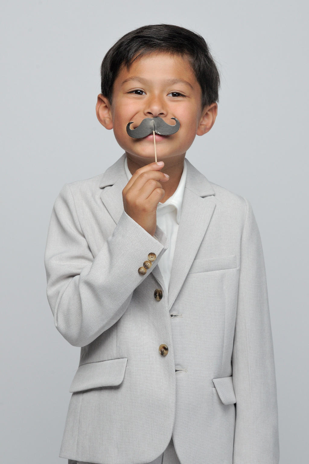 Beige jongens Le Chic Garcon colbert van polyester met lange mouwen, reverskraag, knoopsluiting en schoudervulling