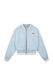 thumbnail: Lichtblauwe meisjes NoBell’ bomberjack van polyester met effen, lange mouwen, opstaande kraag, ritssluiting en elastische boord