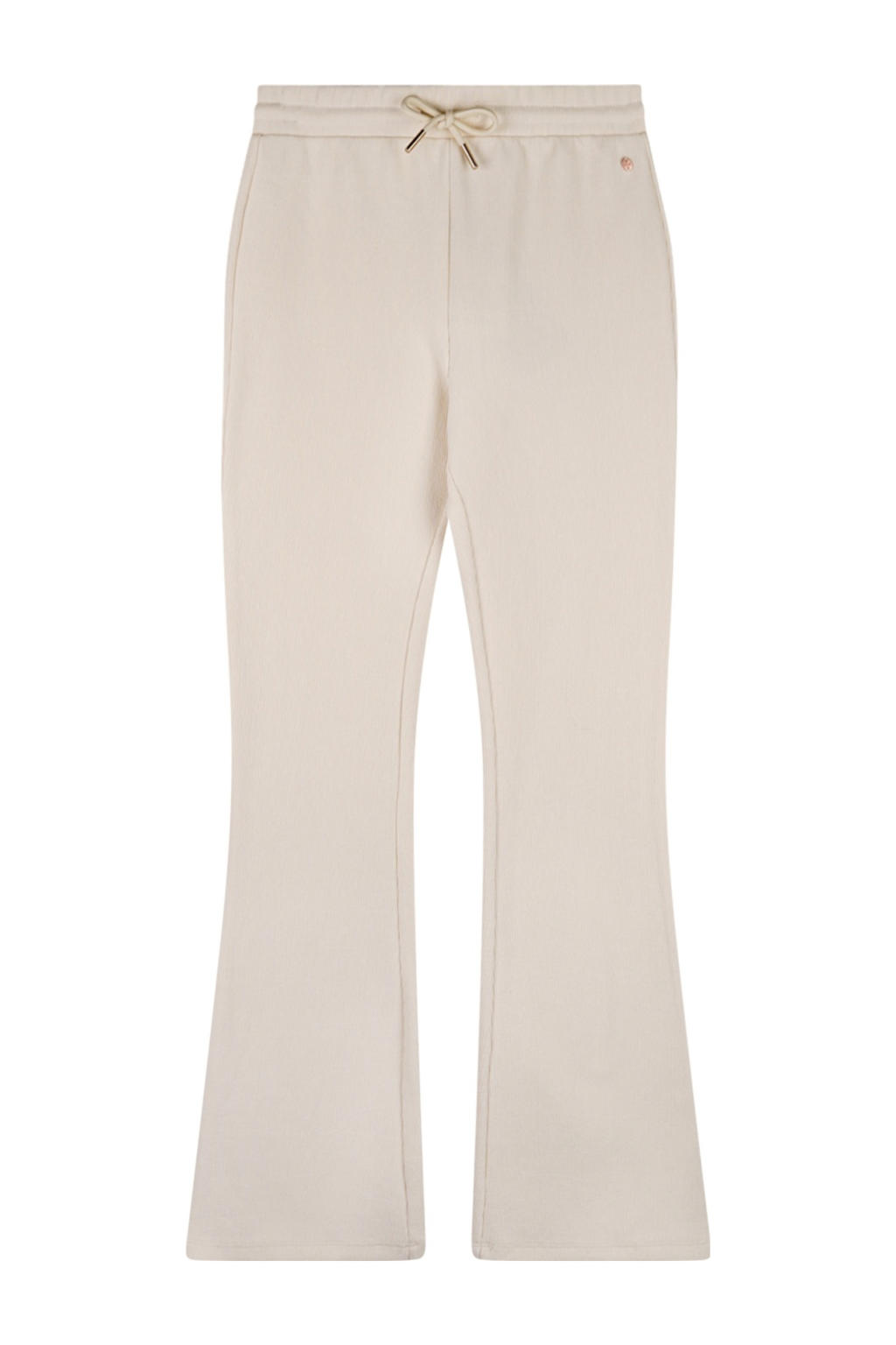 Witte meisjes NoBell’ flared broek van stretchkatoen met regular waist, elastische tailleband met koord en effen