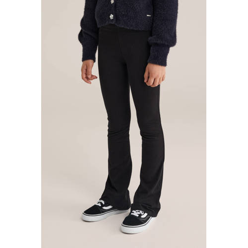 WE Fashion legging - (set van 2) zwart Broek Meisjes Stretchkatoen Effen