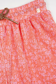 thumbnail: Oranje meisjes NONO loose casual broek van polyester met regular waist en elastische tailleband met koord