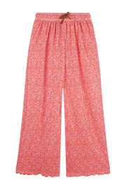 thumbnail: Oranje meisjes NONO loose casual broek van polyester met regular waist en elastische tailleband met koord