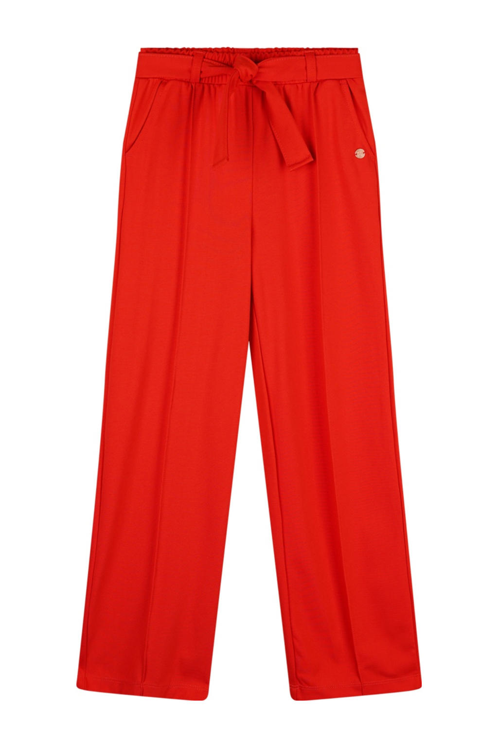Rode meisjes NONO regular casual broek van viscose met elastische tailleband met koord en effen