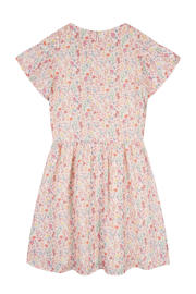 thumbnail: Ecru, ivoor en multikleurige meisjes NONO van polyester met bloemenprint, korte mouwen, ronde hals en blinde ritssluiting