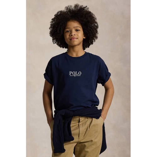 POLO Ralph Lauren T-shirt blauw Jongens Katoen Ronde hals Tekst - maat 140 afbeelding